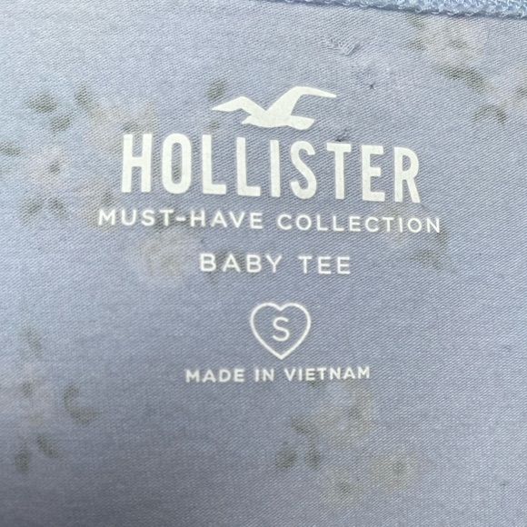 Hollister Cross Front Baby Tee Must Have Collection Blue White Flowers Size S - Picture 3 of 13